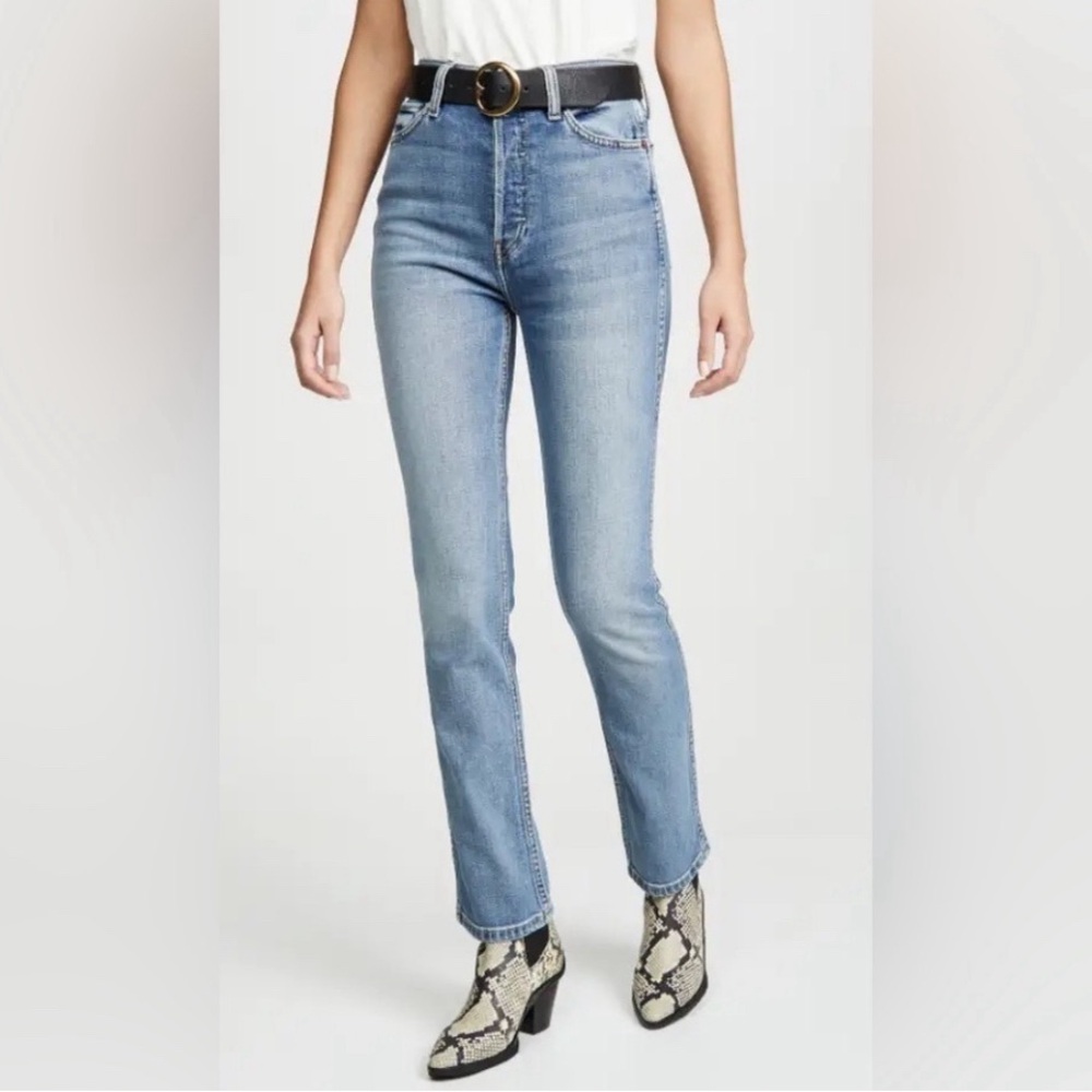 NWT RE/DONE high rise super slim jeans light blue stretch denim straight size 26